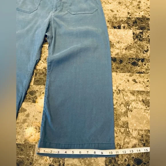 Anthropologie Maeve Blue Sea The Colette Crop Wide Leg Pant High Rise WMSZ 31 P - Picture 13 of 15